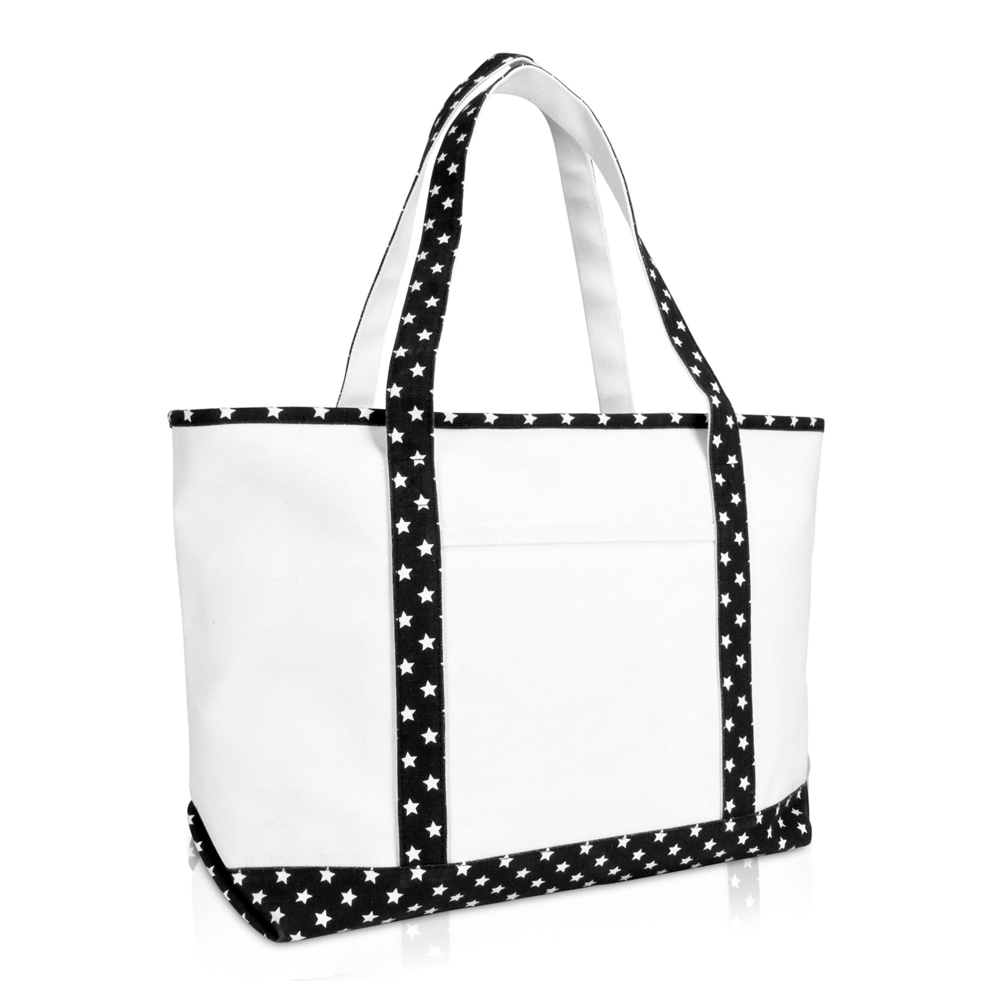 DALIX 23" Premium 24 oz. Cotton Canvas Shopping Tote Bag, Black Star, One Size