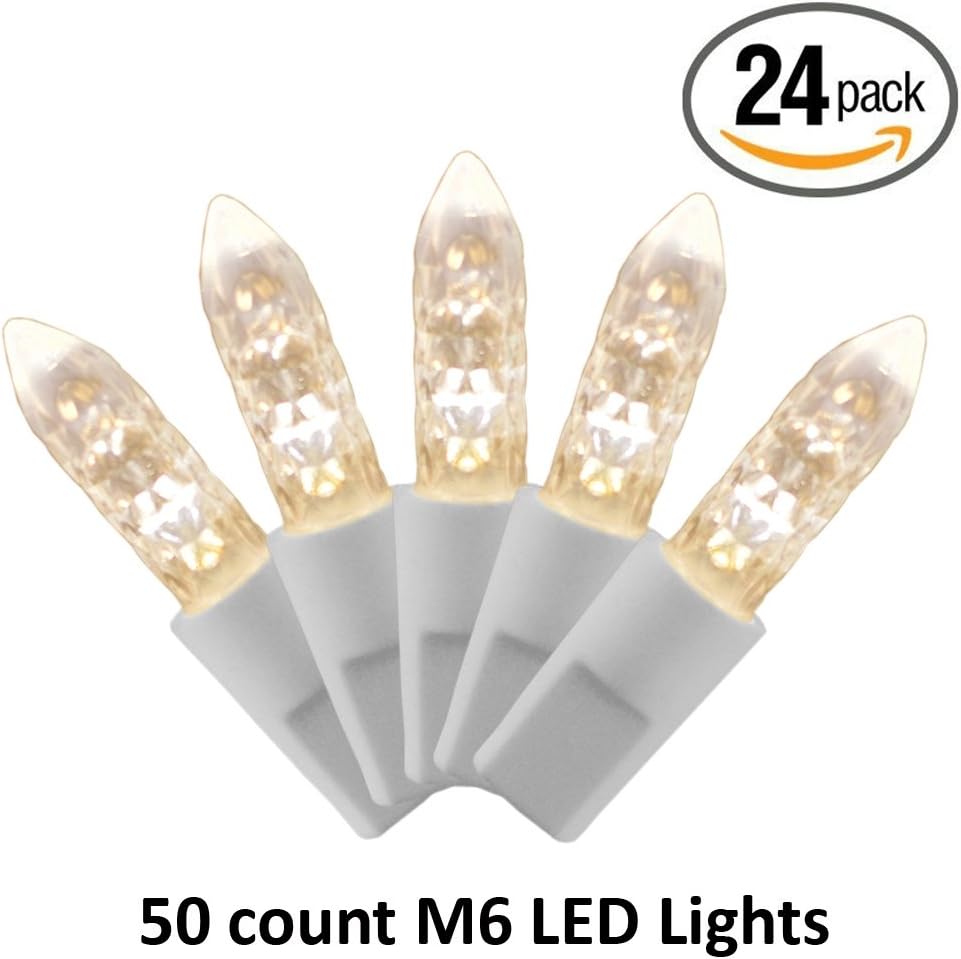 M6 Warm White Case Pack of 24 - 50 ct - white wire