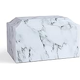 White Classic Cultured Marble Cremation Urn for Adult Ashes, Urn for Human Ashes, Adult Sized Memorial Urn for Ground Burial or Home Memorial
