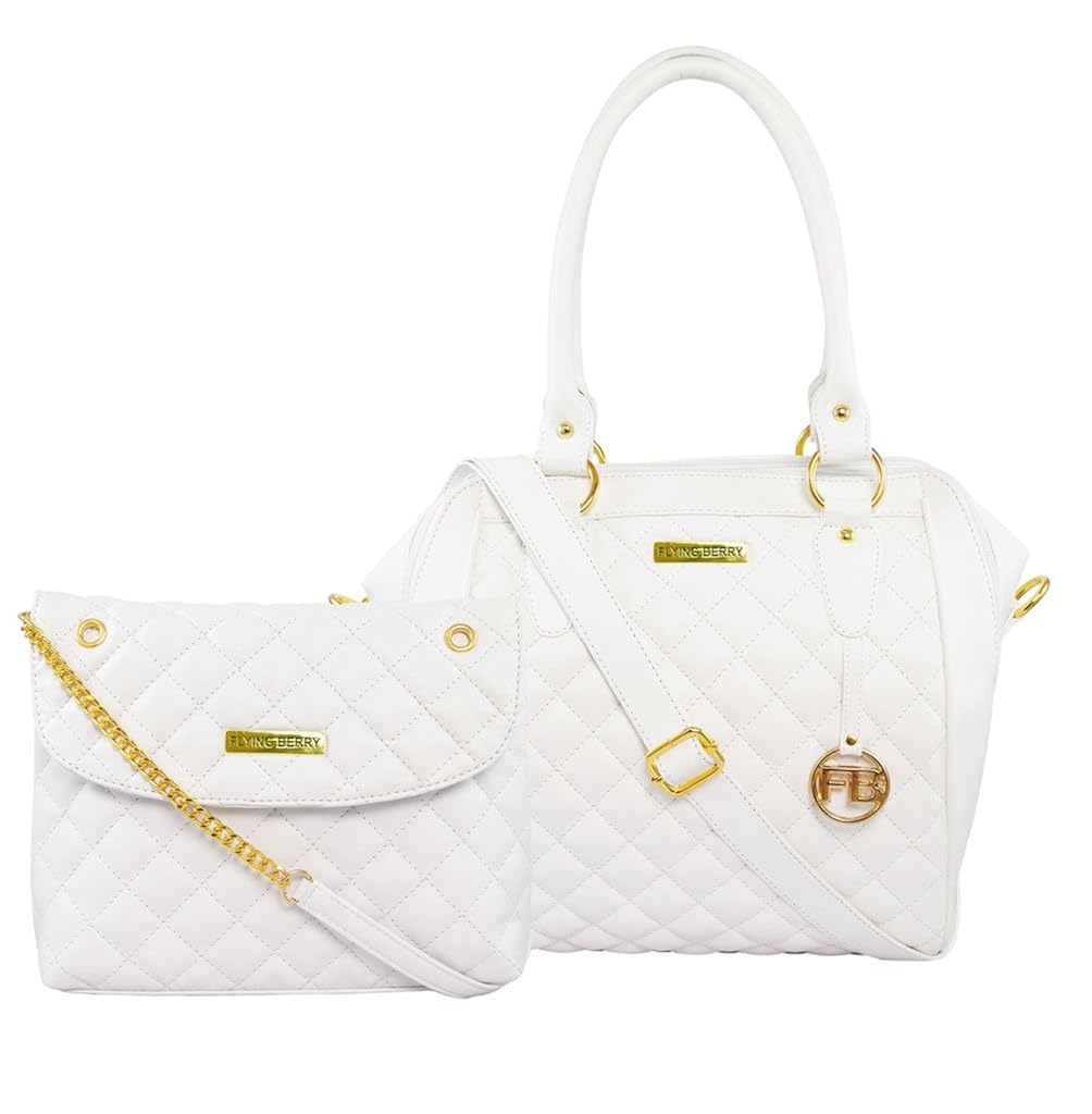 flying berry women's pu white handbag (pack of 2)