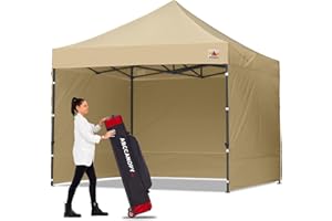 ABCCANOPY Heavy Duty Ez Pop up Canopy Tent with Sidewalls 10x10, Beige