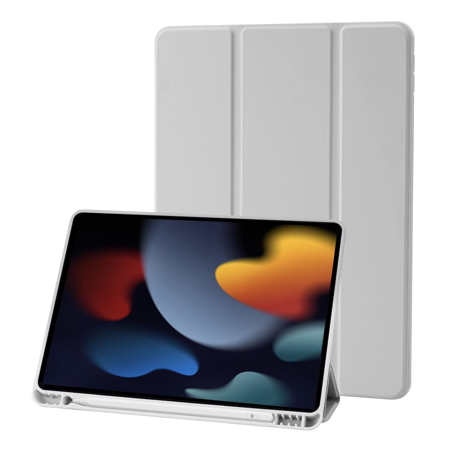 Cover Compatible with iPad 9 8 7 Generation (10.2 Inch, 2021/2020/2019 Model), Supports Pencil Charge 2nd Gen, Car Wake Up/Sleep (Grey)
