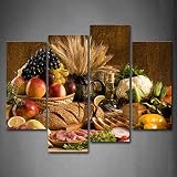 First Wall Art Modern 4 Panels Canvas Fresh Fruit On The Table Kitchen Wall Art Painting The Picture Print On Canvas Food Pictures Colorful