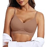 OEAK Womens Wireless Bras Comfortable Push Up Bra No Underwire Bra Full Support Lift Bralette Everyday Seamless Tshirt Bras Coffee L