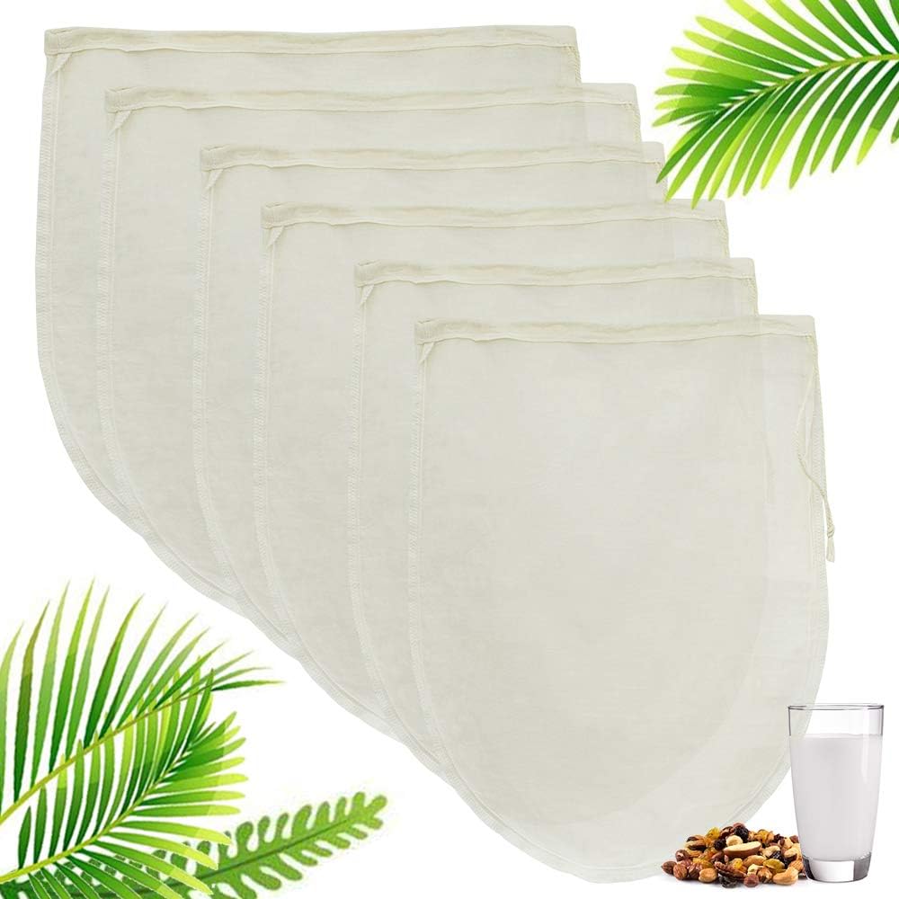 Nussmilchbeutel, Passiertuch, Cheesecloth, Nut Milk Bags (6er) Filterbeutel Pack KäSetuch, Stellen Sie Verschiedene Saftfilter FüR Mandelmilch