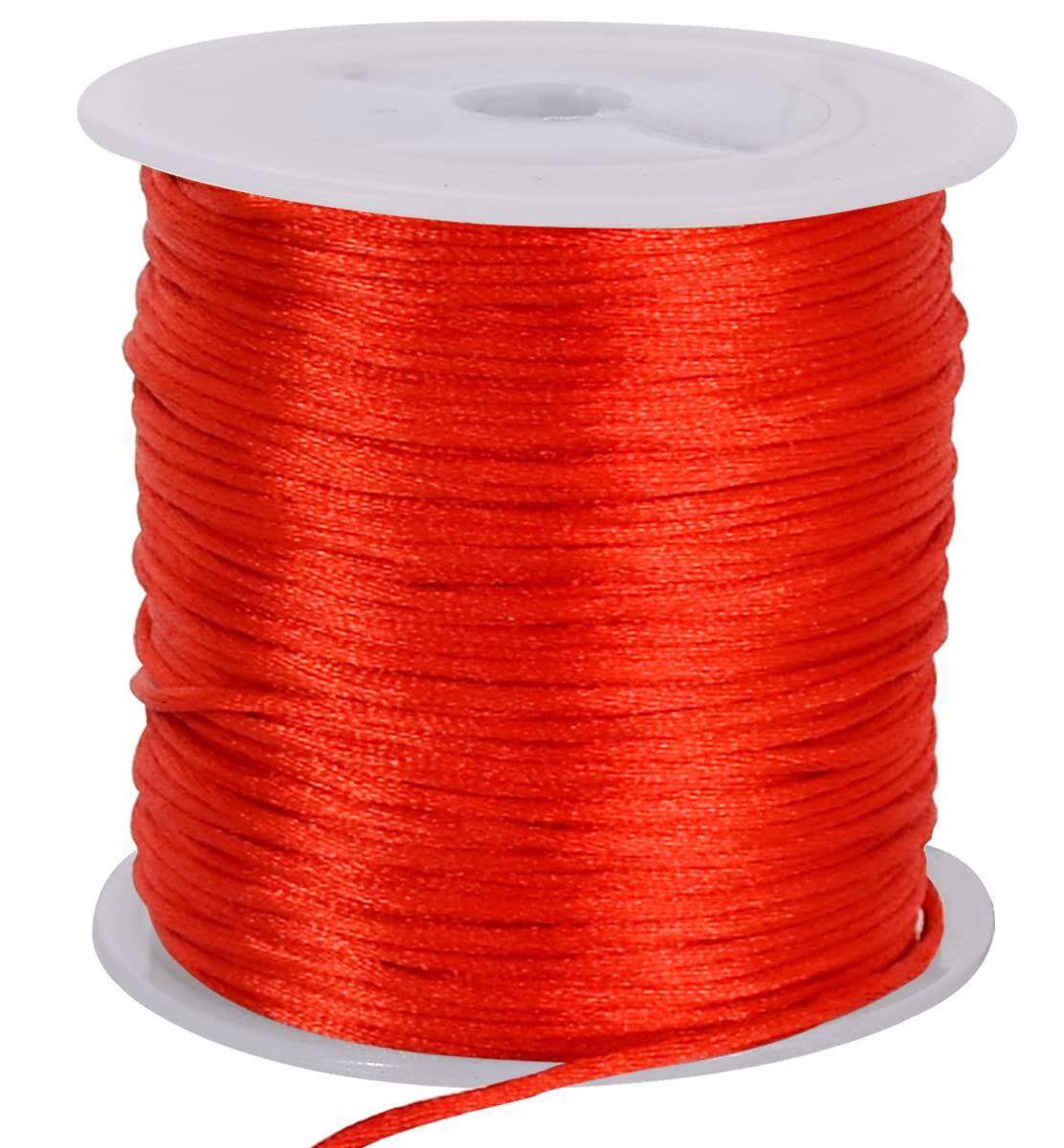 TONIFUL 1.5mm x 50 Yards Red Nylon Cord Satin String for Bracelet Jewelry Making Rattail Macrame Trim Cord Necklace Bulk Beading Thread Kumihimo Chinese Knot Craft