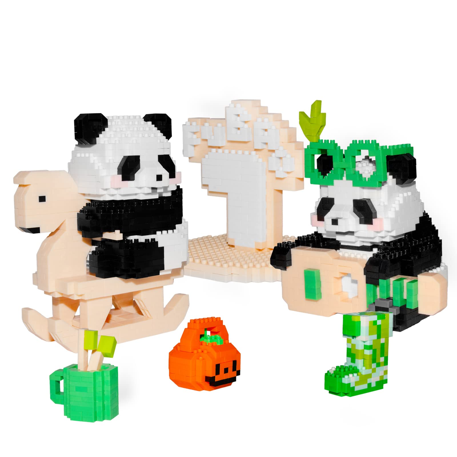 Larcele Micro Building Blocks Animal Set, DIY Mini 3D Building Toy Bricks,1782Pieces KLJM-09 (2 in 1 Panda D)