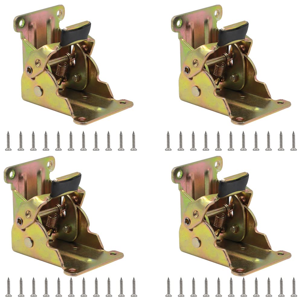GYSRXS Pack of 4 Self-Locking Folding Hinge 90° Invisible Folding Feet Hinge Fittings with Screws for Table Leg Sofa Bed Workbenches, 2.5 mm Thickness (Yellow)