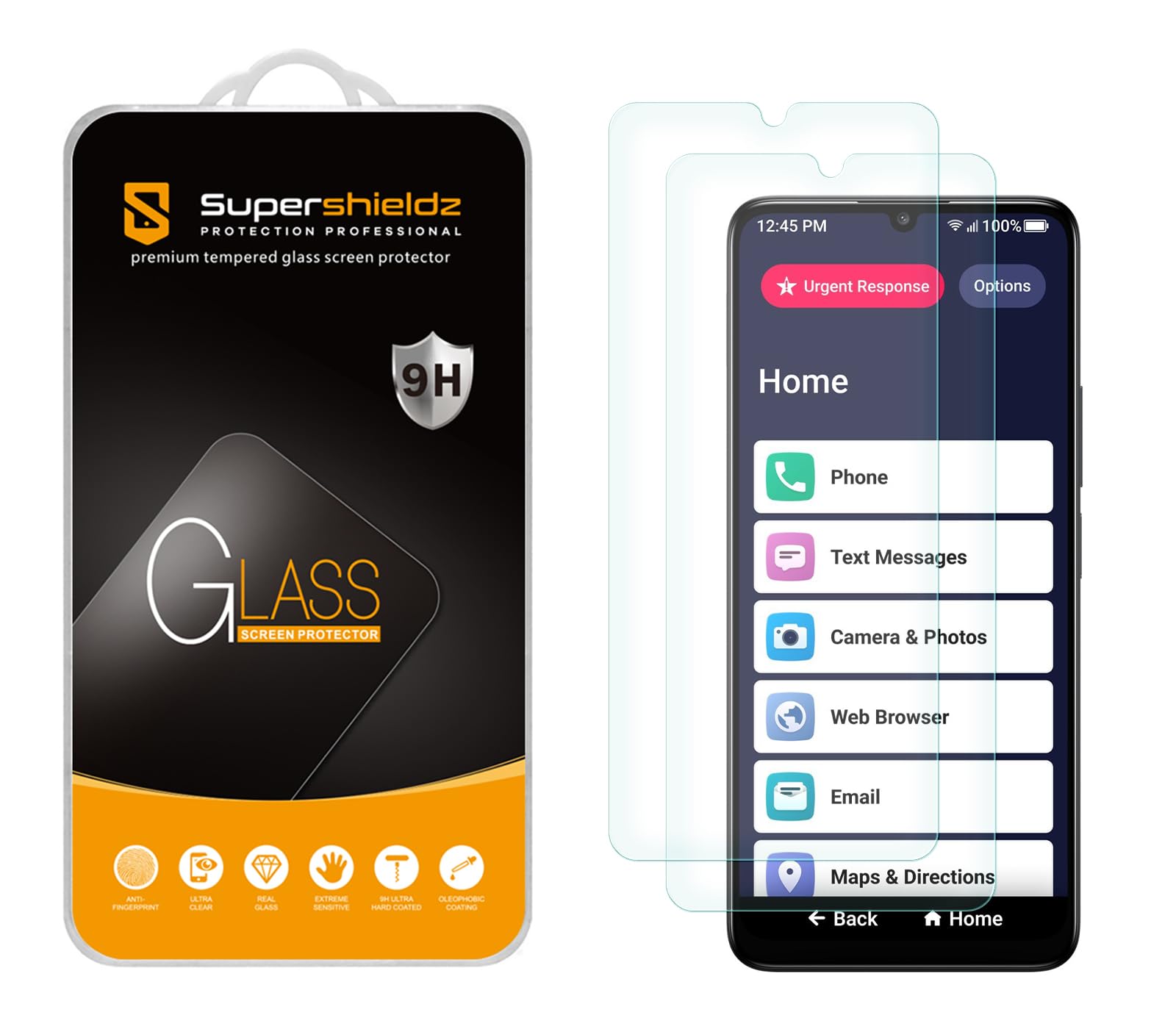 Supershieldz (2 Pack) Designed for Lively Jitterbug Smart4 Tempered Glass Screen Protector, Anti Scratch, Bubble Free
