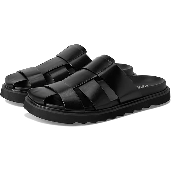 Amazon.com | Steve Madden Mens BELLVILLE Sandal, Black Leather, 8