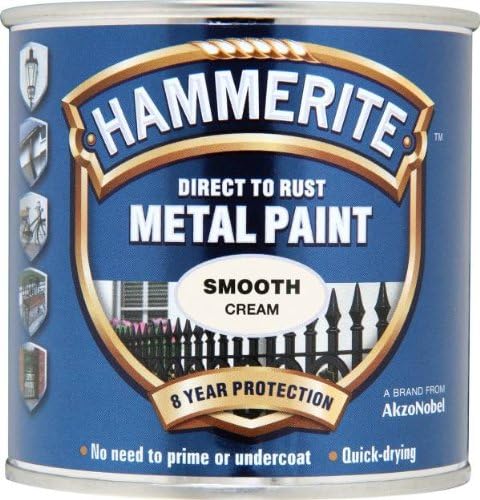 Hammerite 5122058 Direct to Rust Metal Paint - Smooth Cream Finish 250ML, 250 ml (Pack of 1)