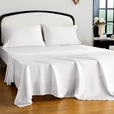 Homilay Queen Size Tencel Lyocell Cooling Sheets, Silky Soft Sheet Set with 16 Inch Deep Pocket, Breathable Eucalyptus Bedding for Hot Sleepers, White