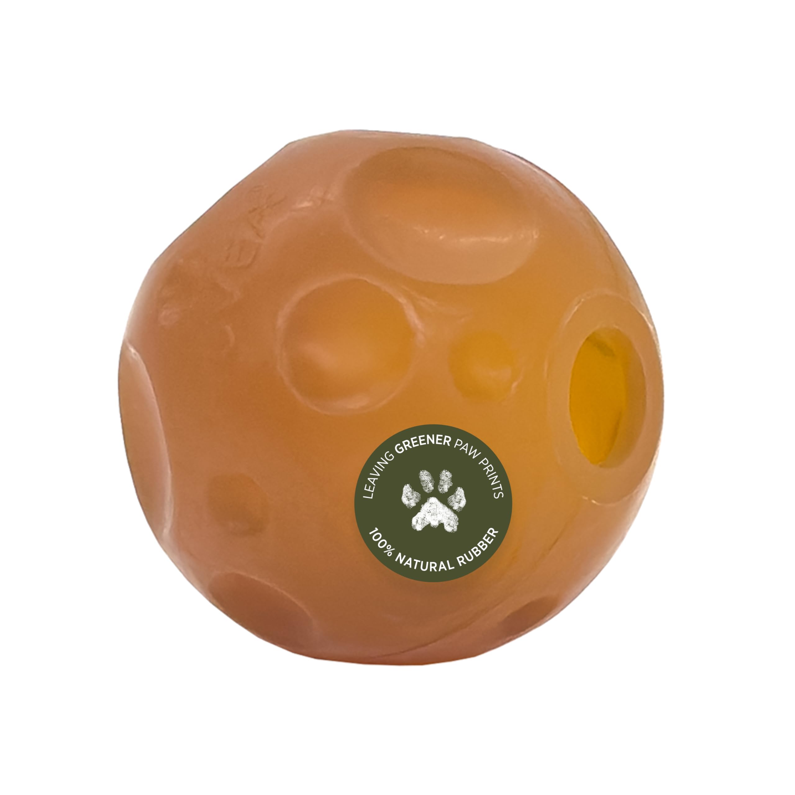 Hevea Moon Ball 2-in-1 Dog Activation & Fetch Toy - Natural Rubber Dog Treat Ball - Active Rolling Ball Dog Toy for Sore Gum Relief (Natural)