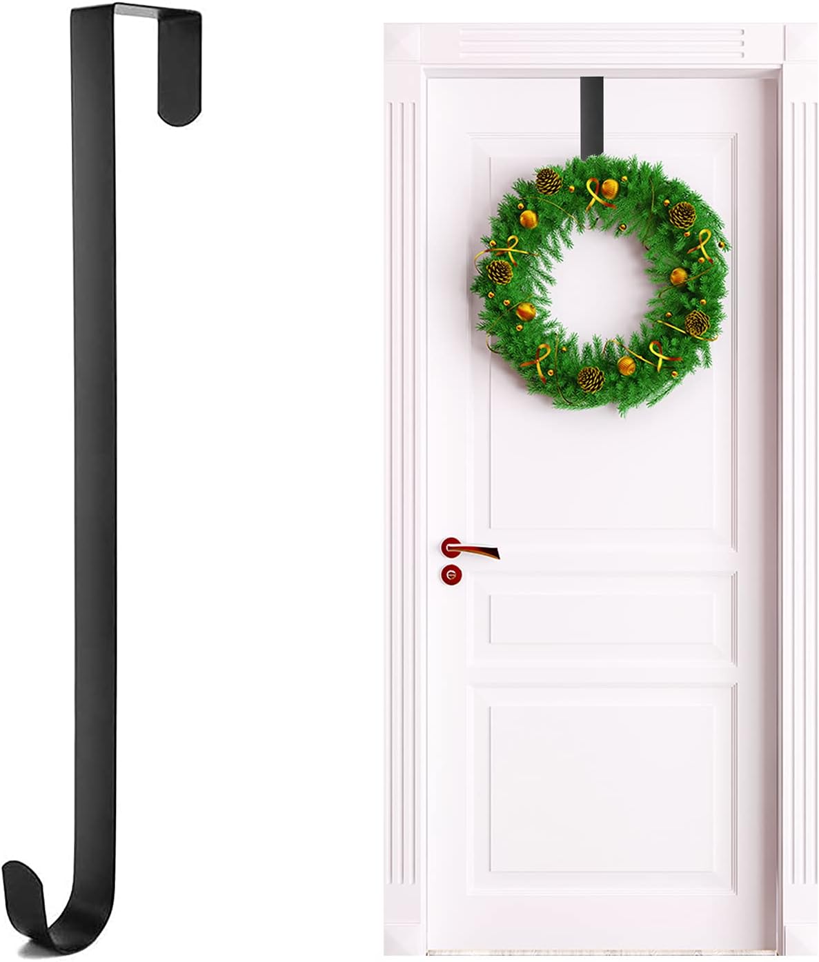 Wreath Hangers - Kederwa 15inch 'Wreath Door Hanger, Metal Wreath Hangers Over The Door Wreath Hook Holder for Christmas Wreath Decorations