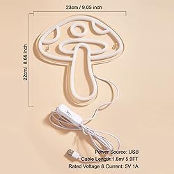 Chi-buy LED Neon Mushroom Cute Neon Sign, USB