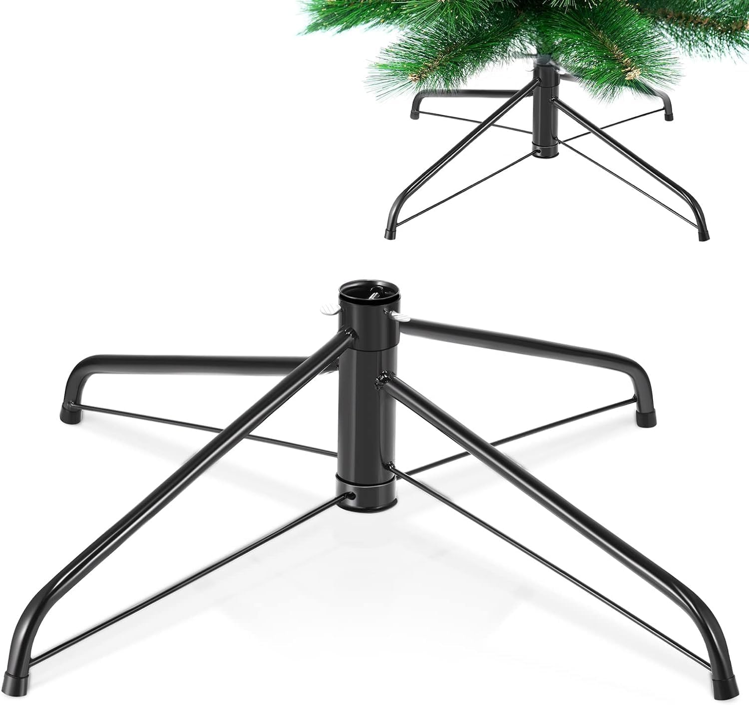 Tree Stands - TJ-1 Christmas Tree Stand Artificial Christmas Tree Base Metal Xmas Tree Folding Replacement Holder Green Tree Base for Christmas Holiday Winter Tree Party Decorations (16 Inch)