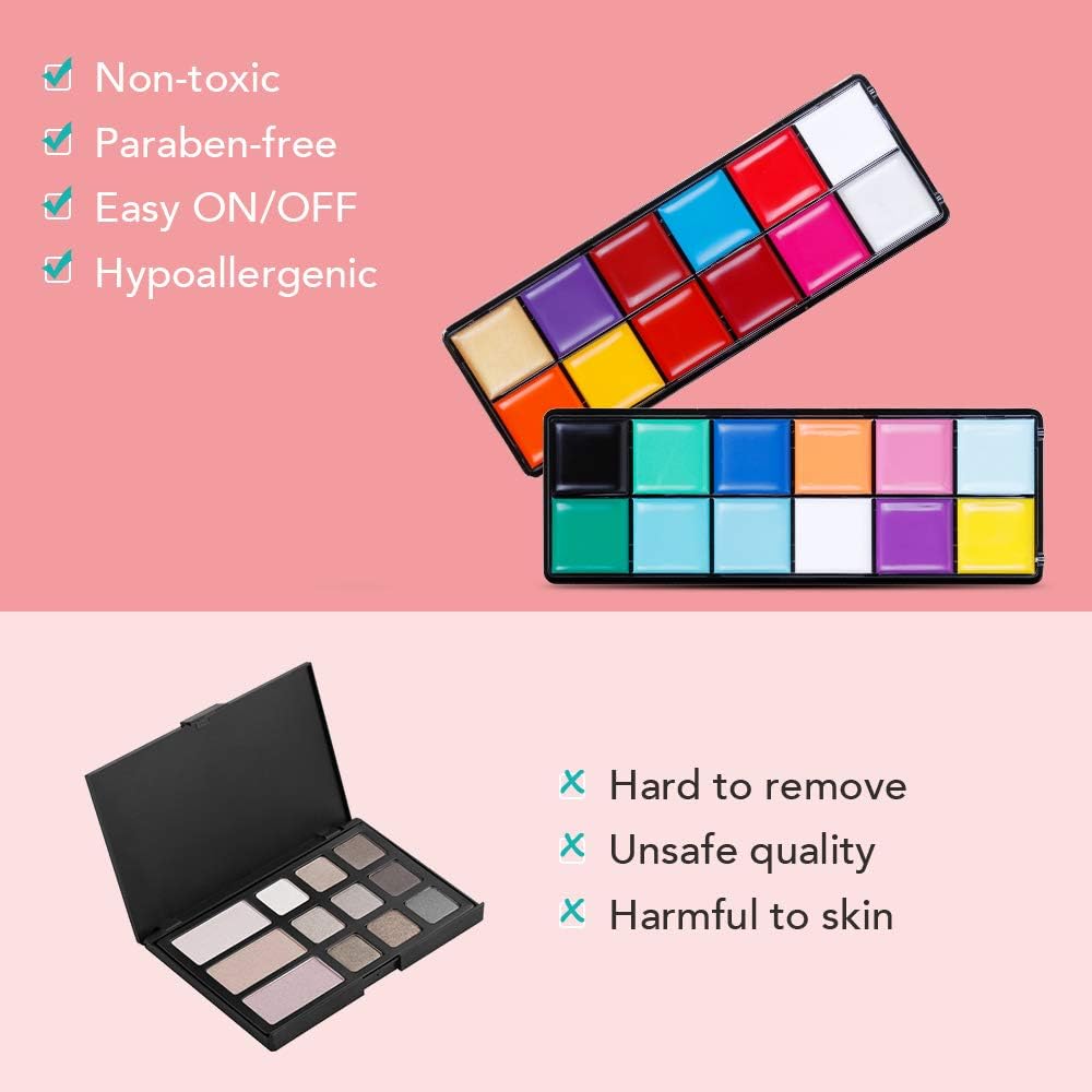 Lictin Face Body Painting Kit, 26 Colors Body Paint for Adults,10 Professional Brushes - Image 3