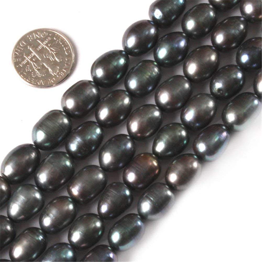 GEM-Inside Black Freshwater Cultured Pearl Gemstone Loose Beads Energy Power Beads for Jewelry Making Potato Shape 9-10x10-12mm 15"