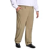 SEVEGO Mens Big and Tall 28"/30"/32" Full Elastic Waist Pants for Seniors Elderly Stretch Slacks Zipper Fly and Pockets
