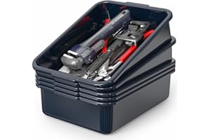 WYT 5-Pack Commercial Bus Tubs Box/Tote Box, Deep Blue Plastic Storage Bin with Handles/Wash Basin Tub (8 Liter)