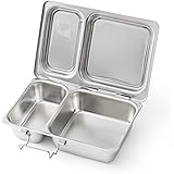 PlanetBox SHUTTLE classic stainless steel bento lunch box with 2 compartments for adults and kids