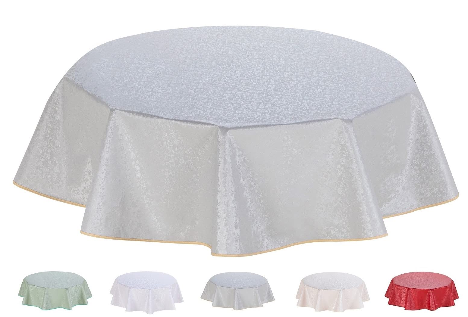 Home Direct Round Embossed Oilcloth PVC Wipe Clean Tablecloth 140cm 55" Light Grey