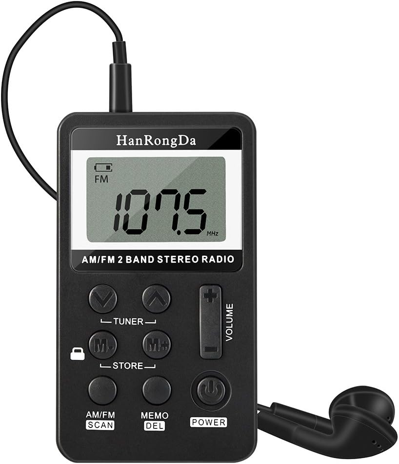 HRD Portable Digital Mini Pocket Am Fm Stereo Walkman Radio Reviews with Rechargeable Battery and Earphone