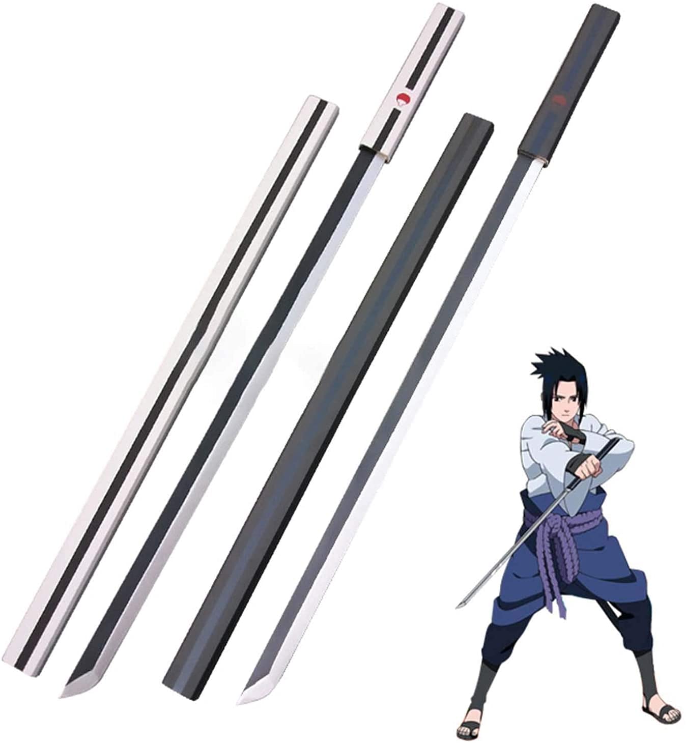 KOGUMA Naruto Anime Blade Foam Sword Model Sasuke Uchiha With Scabbard Black/White (White)