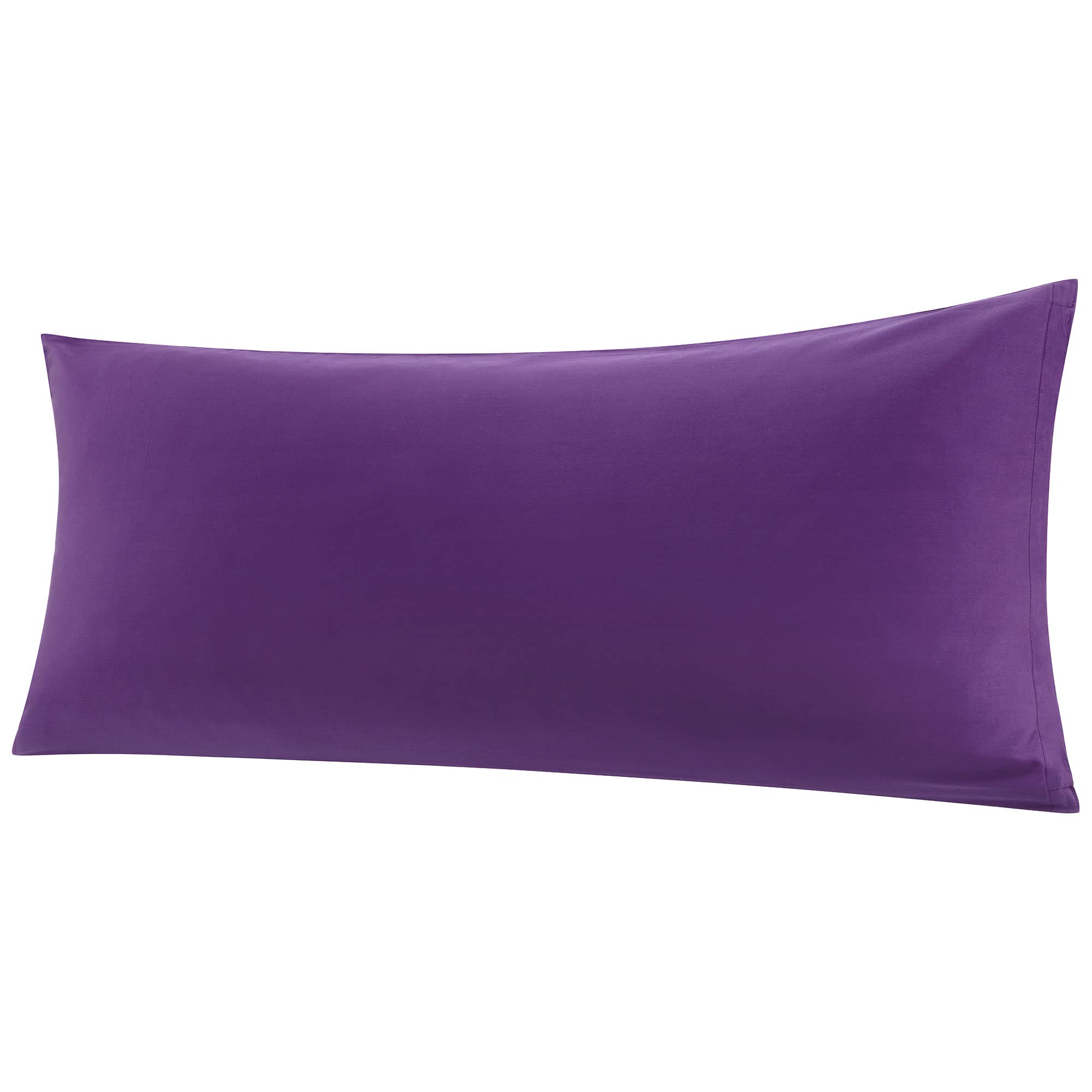 PiccoCasa Bolster Pillow Case Egyptian Cotton Body Pillow Cover 300 Thread Count Soft and Breathable Long Pillowcase with Zipper Closure Grape 20"x55" (4ft 6in)