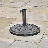 Kingfisher 9kg Cast Iron Effect Parasol Base Bronze Rose Pattern Adapters view 3