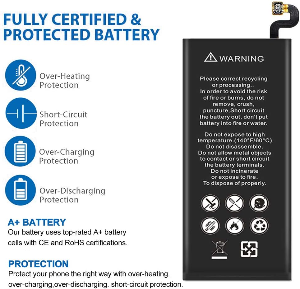 Galaxy S7 Battery ZURUN 3400mAh Li-Polymer Battery EB-BG930ABE Replacement for Samsung Galaxy S7 G930 G930V G930A G930T G930P with Screwdriver Tool Kit | S7 Battery Replacement Kit [2 Year Warranty]: Home Audio & Theater