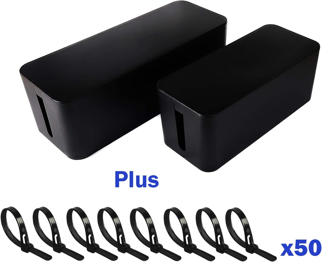 Party Zealot 2 Sets Large Cable Management Box Black Color 16 inches and Medium 13 inches Sizes Organizer Box