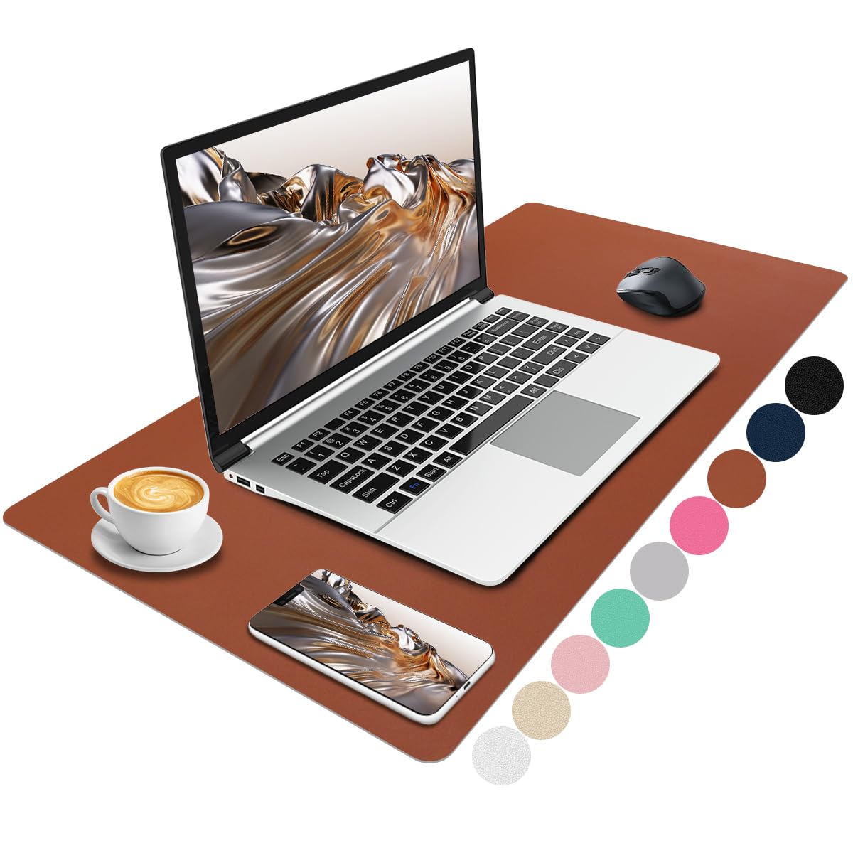 Niviy Large Desk Mat, 60 * 35cm Leather Desk Pad, Easy Clean Office/Work/Home/Decor (Brown)