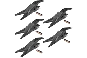 Titan Attachments Set of (5) 23WTL Twin Tiger Tooth Bucket Assembly w/Shank & T23 Flex Pin