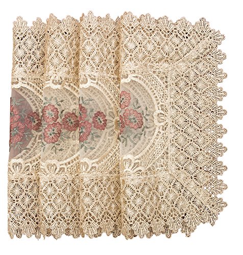 Simhomsen Beige Gauze Doilies Square 12 inch Set Of 4 (Same Design With The Beige Gauze Runner)