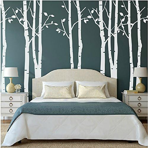 Set of 9 Birch Tree Wall Stickers White Tree Wall Stickers Nursery Big Tree Wall Stickers for Living Room by kiyeon