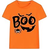 Boys Halloween T-Shirts Halloween Pumpkin Shirts Kids Ghost Trick or Treat Boo Print Tops Tees 3-10 Years