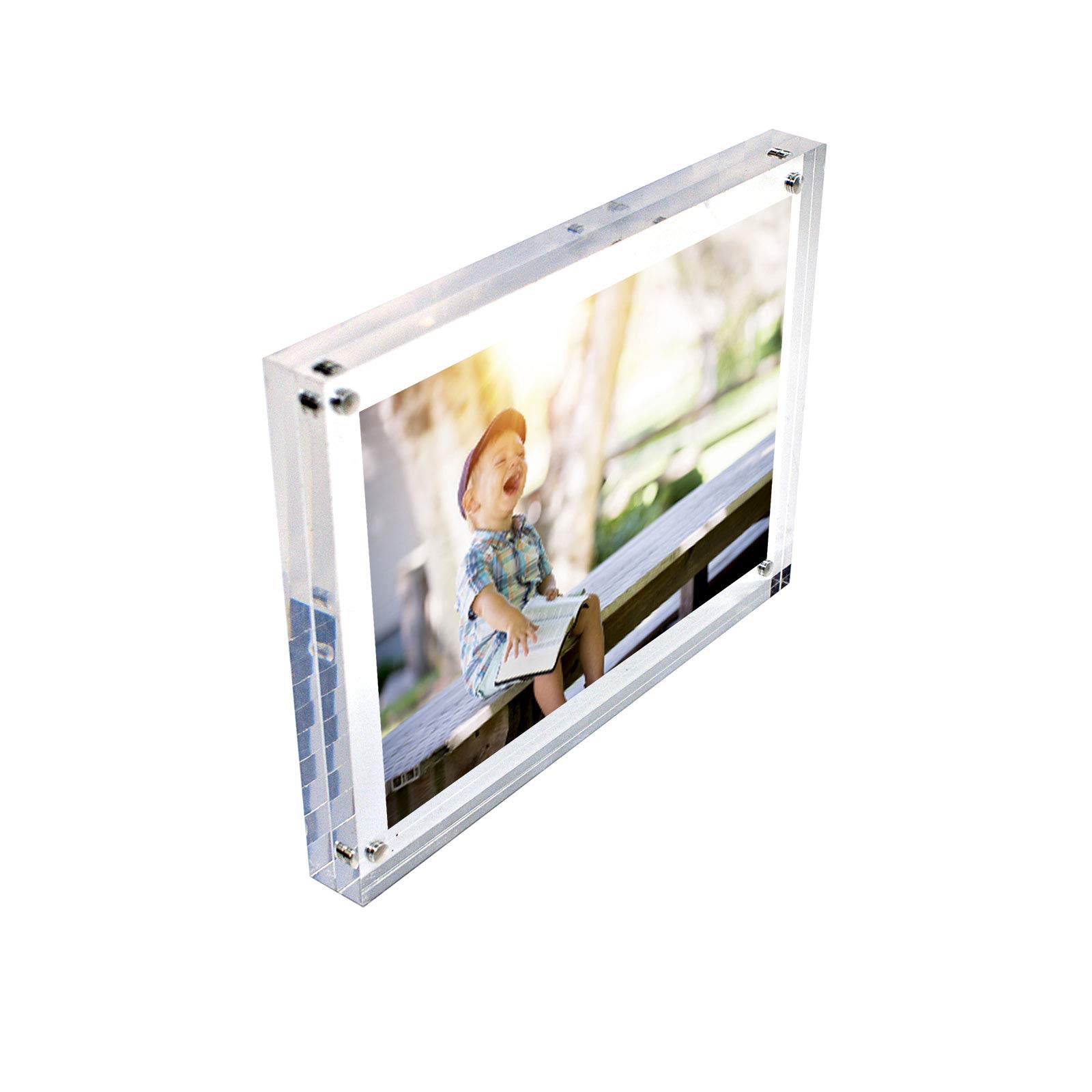 Freestanding A5 Polished Clear Acrylic Magnetic Photo Frame with Clear Border (DSTF/A5)