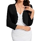 Bbonlinedress Womens Summer Cropped Cardigan Casual Bolero Short Shrugs Open Front Knit Sweater Lightweight Long Sleeve