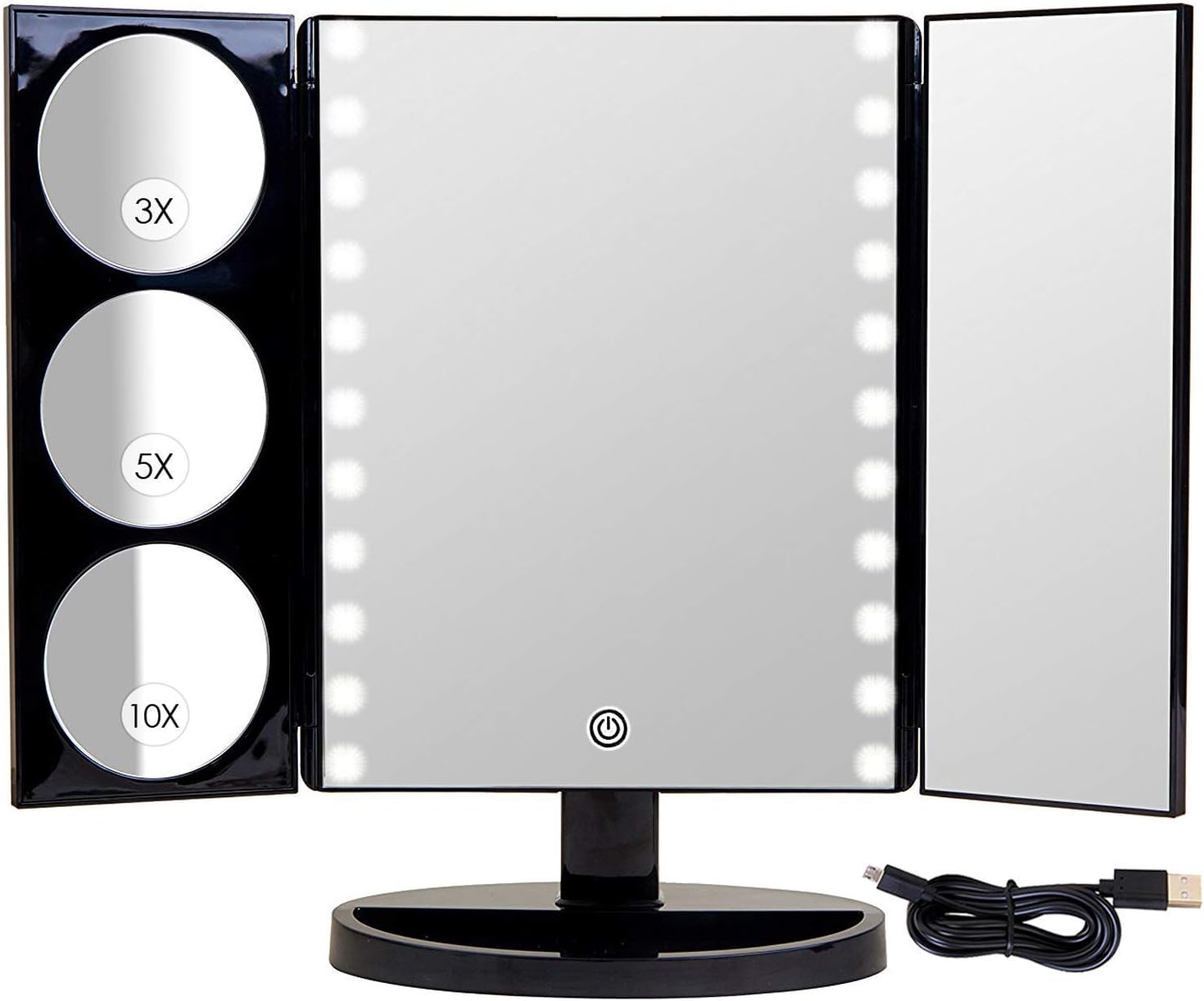 FACAIA Dreifach gefalteter LED-Schminkspiegel Einstellbarer Kosmetik