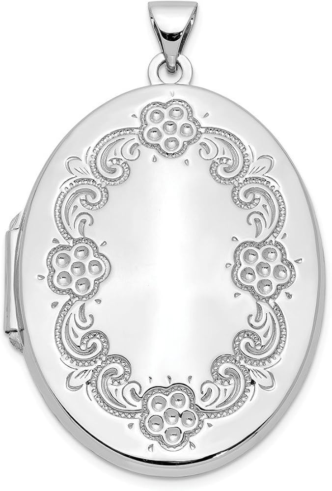 14k White Gold Locket Pendant (32x42 mm) Jewelry