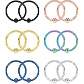 SCERRING 12PCS 22G Nose Hoop Lip Eyebrow Tongue Helix Tragus Cartilage Septum Piercing Ring