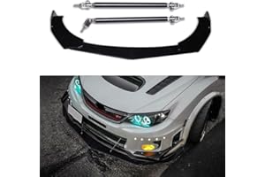 DREAMIZER Universal Front Bumper Lip Strut Rod Spoiler Wing Wide Body Kit Spoiler with Adjustable 8"-11" Support Splitter Rods (Black) - Sharp Corner