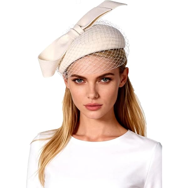 British Vintage Elegant Pillbox Hat with Veil Bowknot Ladies  display picture 1