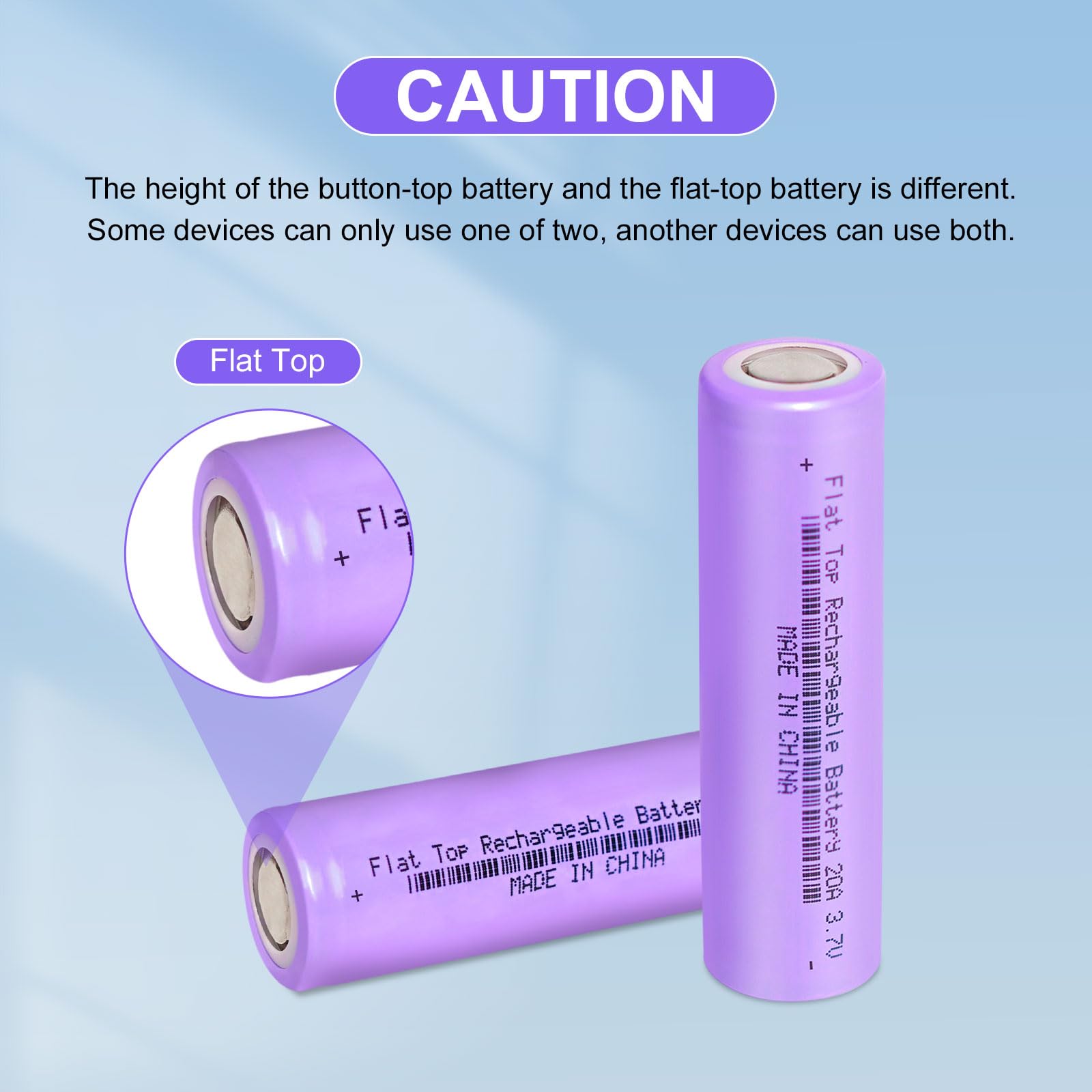 3.7 Volt 18650 Rechargeable Battery, 3000mAh Battery Flat Top Lithium Batteries for LED Flashlights, Headlamp (6 Pack)