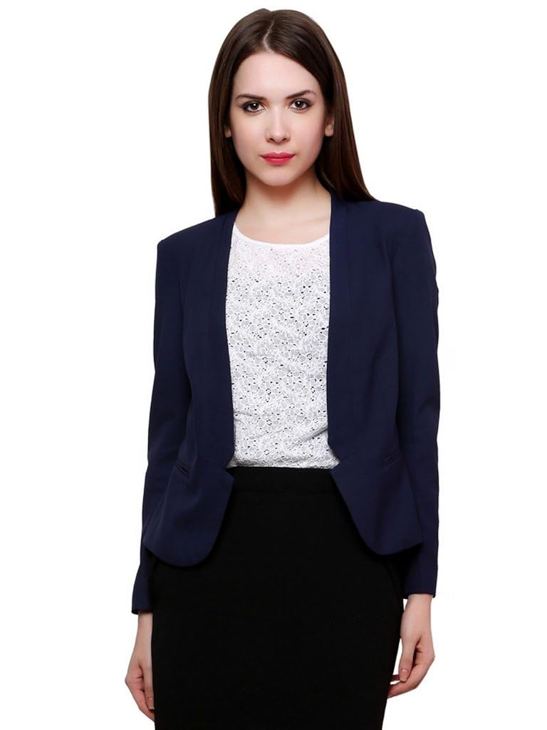 pannkh blue solid women's blazer