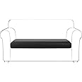 Yates Home PU Leather Couch Sofa Cushion Slipcover Water-Proof Elastic Chair RV Seat Covers Loveseat Sofa Furniture Protector Slip Cover for Settee Seater Replacement in Living Room（Sofa, Black）