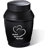 LINES ARTE 5.7" Medium Cremation Urns for Human Ashes Adult Male Dad Men,Black Heart Urns for Human Ashes