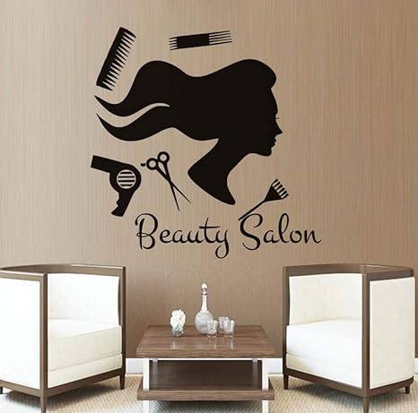 Amazon Xueshao 美容室ロングヘアガール理髪ツールシルエットウォールステッカー用理髪店装飾ビニール壁紙壁飾り59 59センチ ウォールステッカー オンライン通販