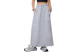 SOFIA'S CHOICE Women's Drawstring Maxi Skirt with Pockets High Waist A Line Long Skirts